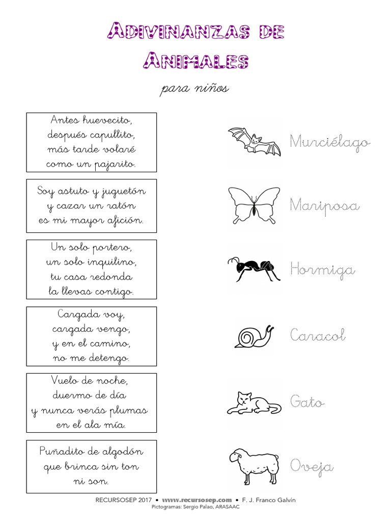 Adivinanzas Animales para Niños PDF | PDF