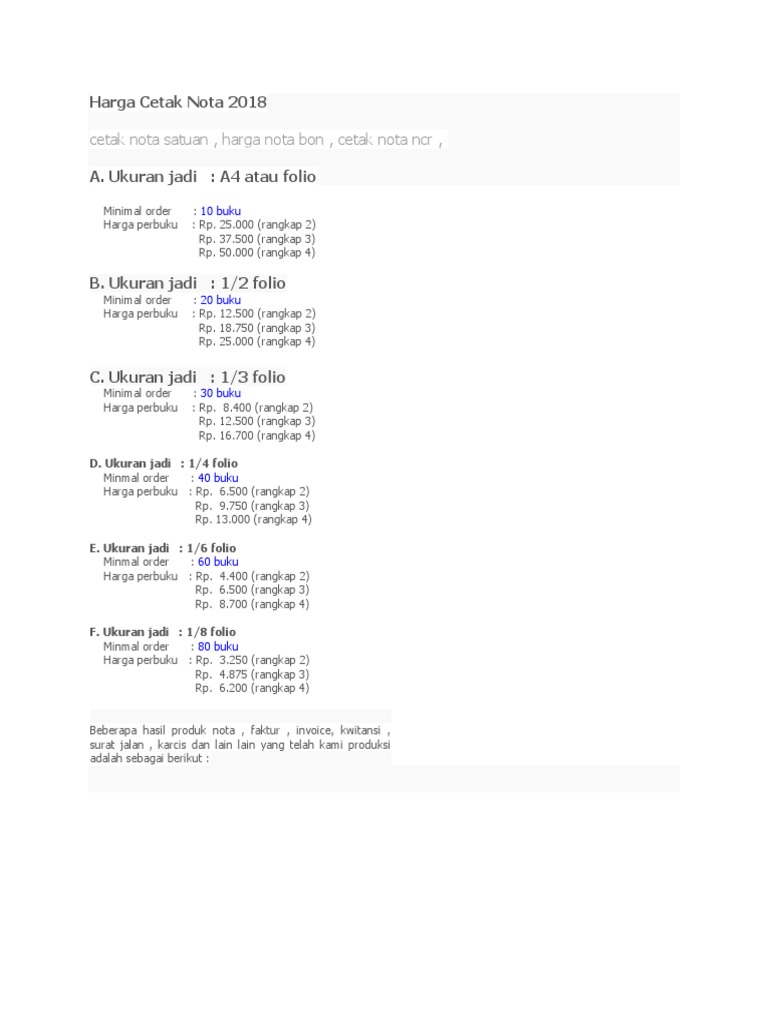 Harga Cetak Nota 18 Pdf