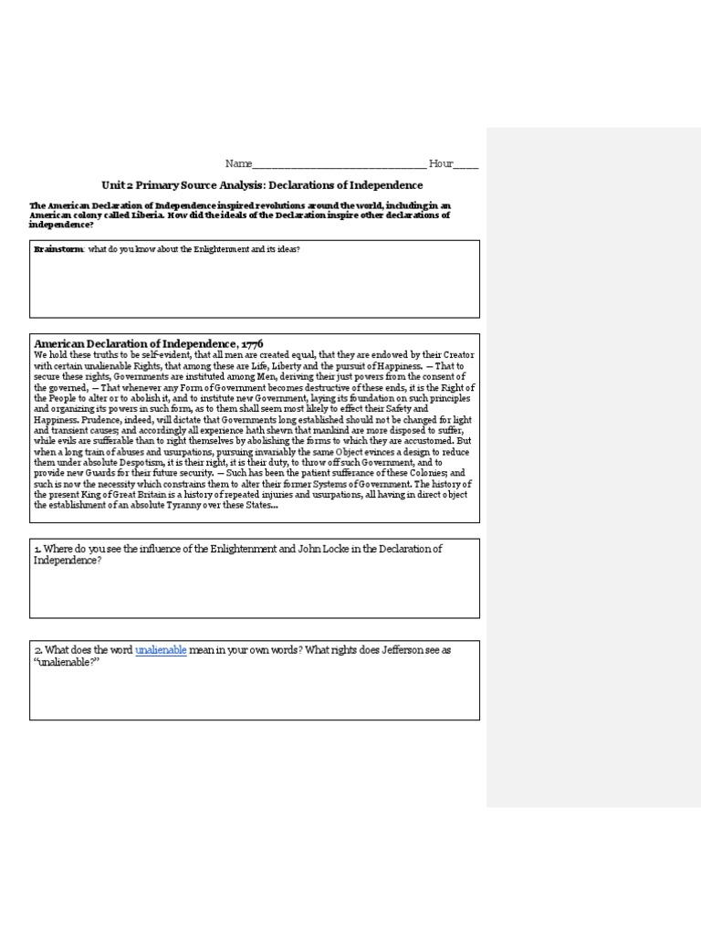 Analyzing Independence Declarations | PDF | Natural And Legal Rights ...