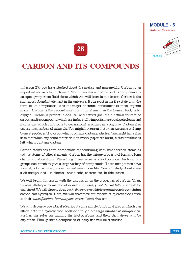 Carbon and Its Compounds Overview | PDF | Alkane | Carbon