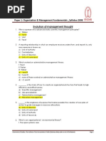 Paper 1: Organization & Management Fundamentals - Syllabus 2008 Evolution of Management Thought