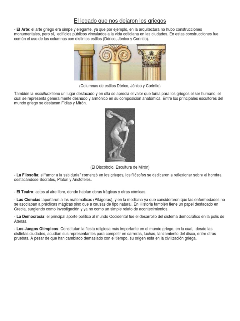 El Legado Que Nos Dejaron Los Griegos PDF