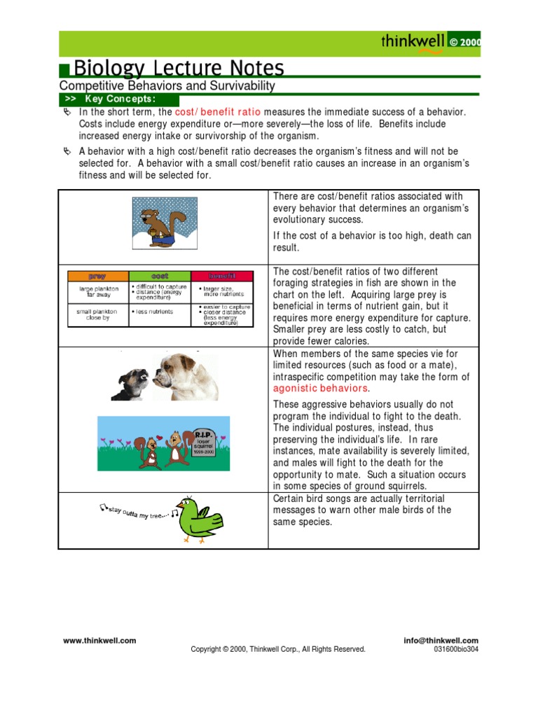 Bio Notes 14.4.1 Competitive Behavior | PDF | Birds | Organisms