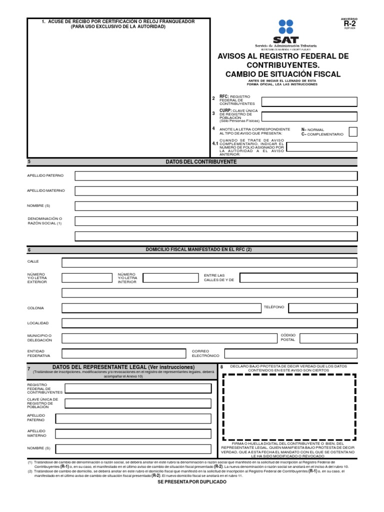 Formato R-1 y R-2 del SAT | PDF | Sociedad de responsabilidad limitada ...