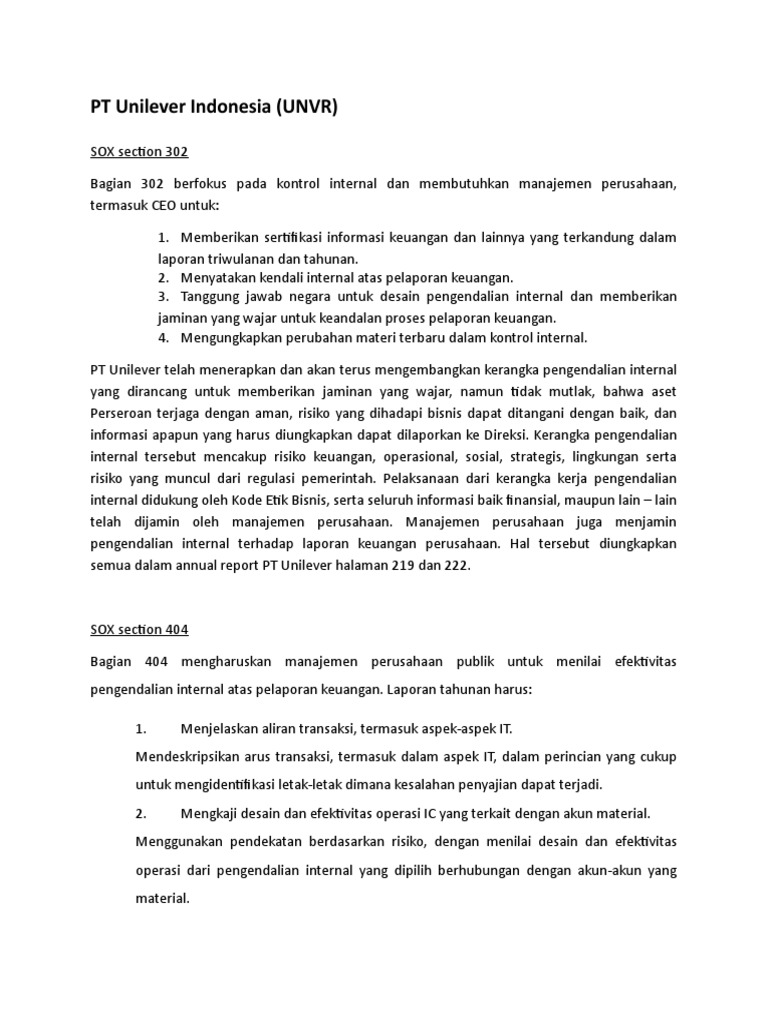 Pt Unilever Indonesia Unvr