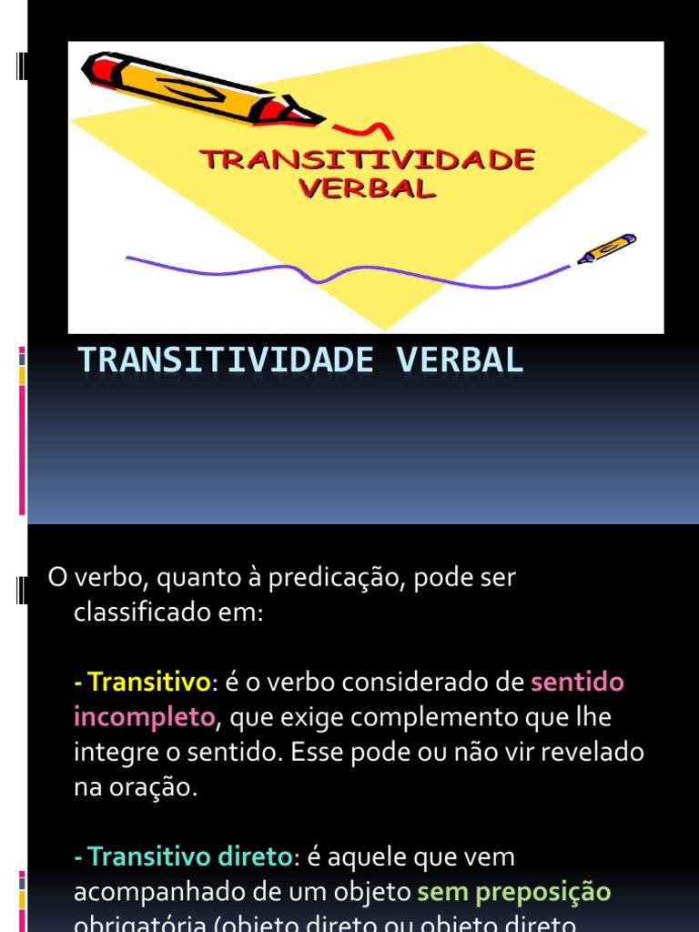 Tipos de Transitividade Verbal | PDF | Objeto (gramática) | Sintaxe