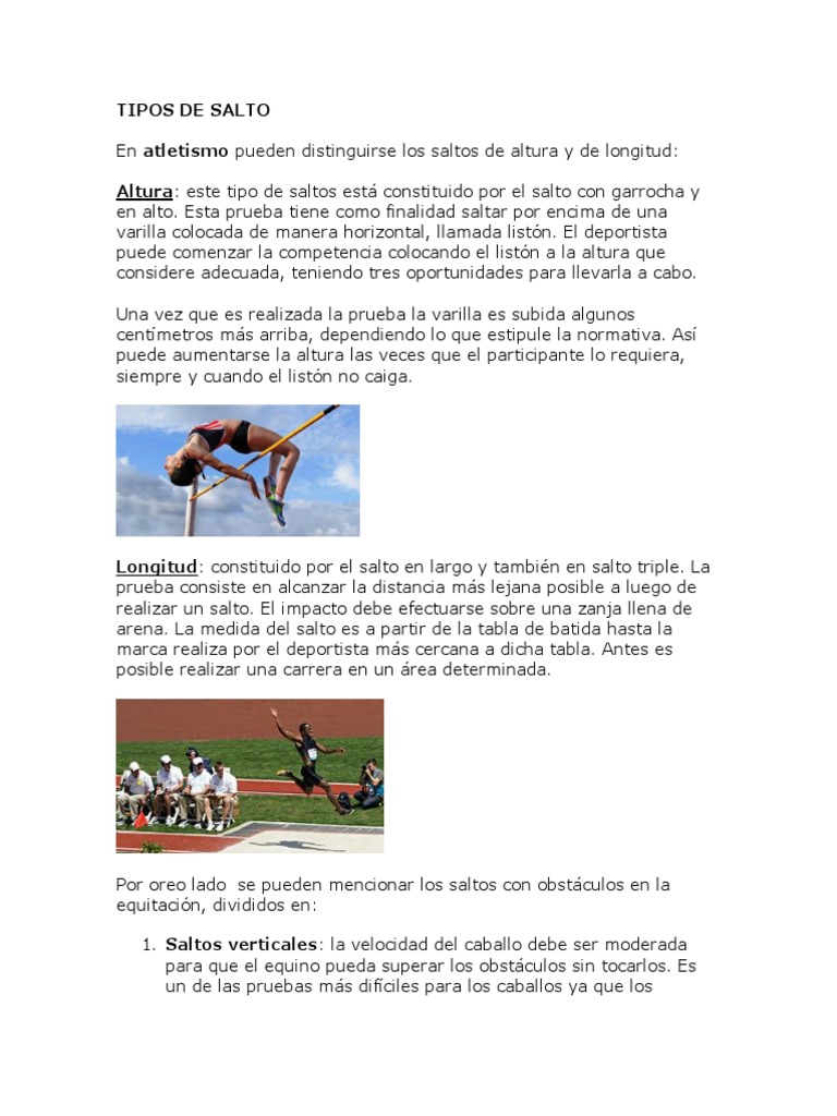 Tipos de saltos en atletismo | PDF | Concurso hípico | Deporte del ...