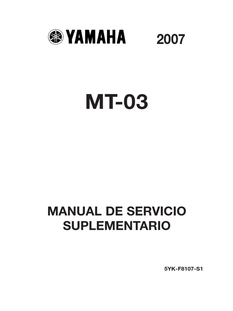 Yamaha MT 03 (2007) Manual de Servicio Suplementario Esp | PDF