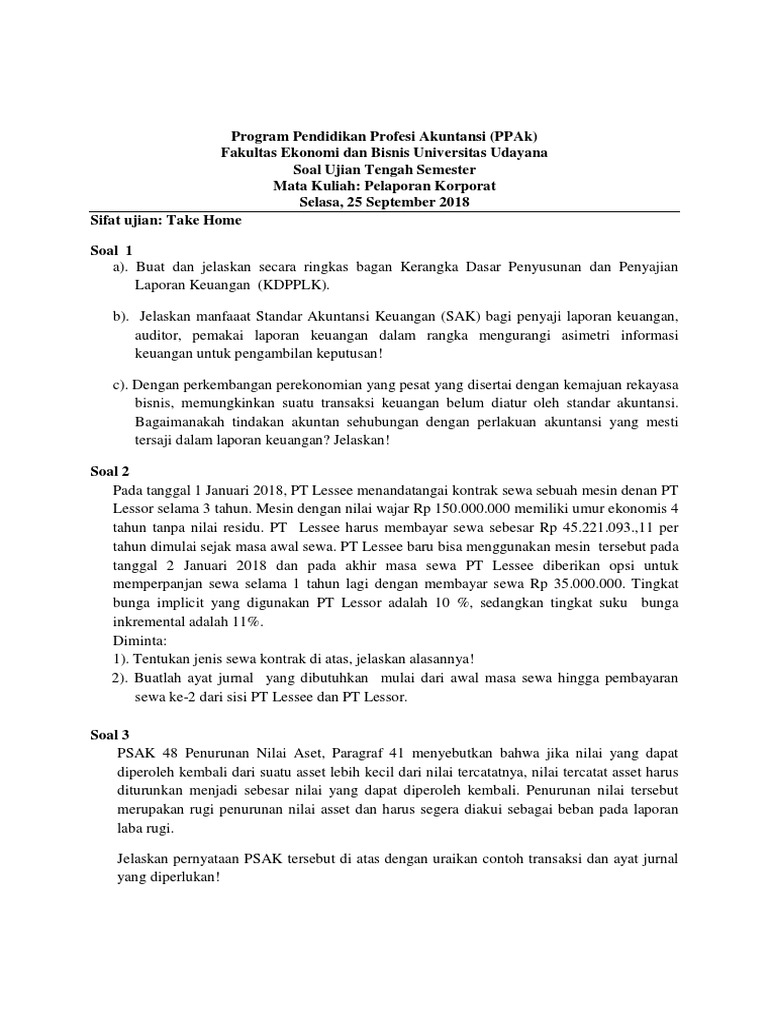 Soal Uas Pelaporan Korporat Ppak
