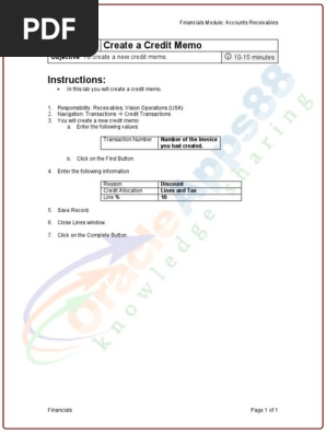 AR-5 Create Credit Memo