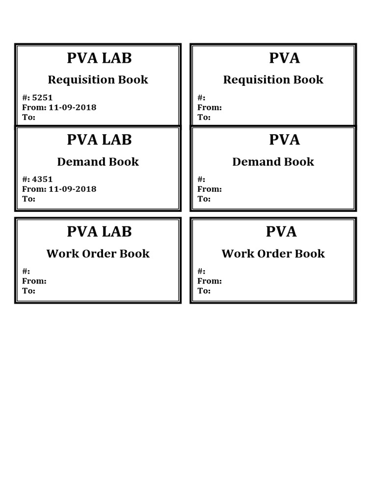PVA Lab Requisition and Demand Books | PDF