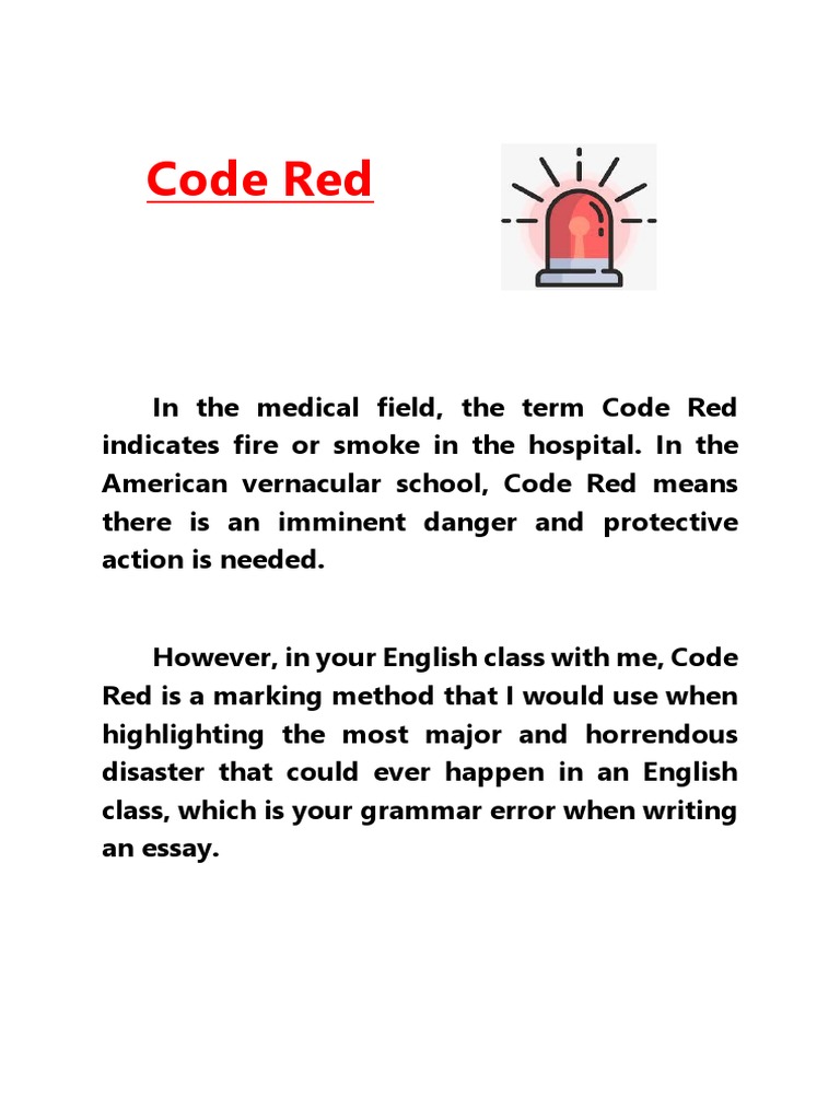 Code Red Codes In Marking Students Writing