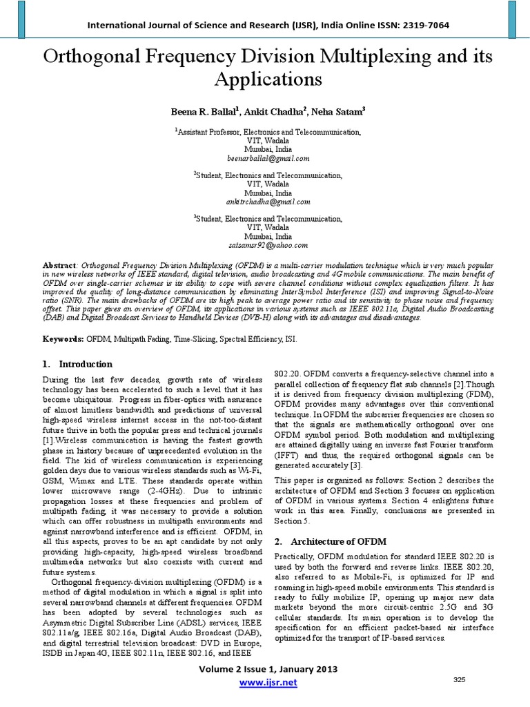 OFDM: Overview and Applications | PDF | Orthogonal Frequency Division ...