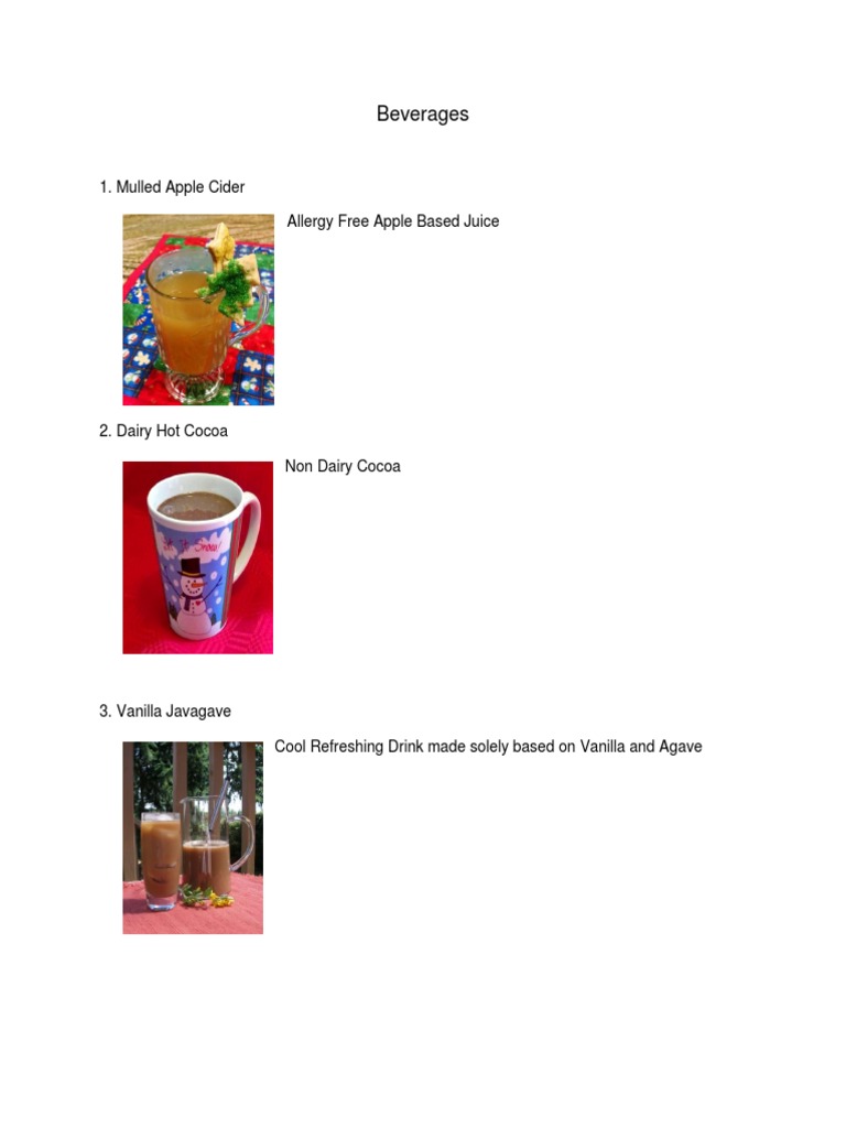 Beverages 1. Mulled Apple Cider Allergy Free Apple Based Juice PDF