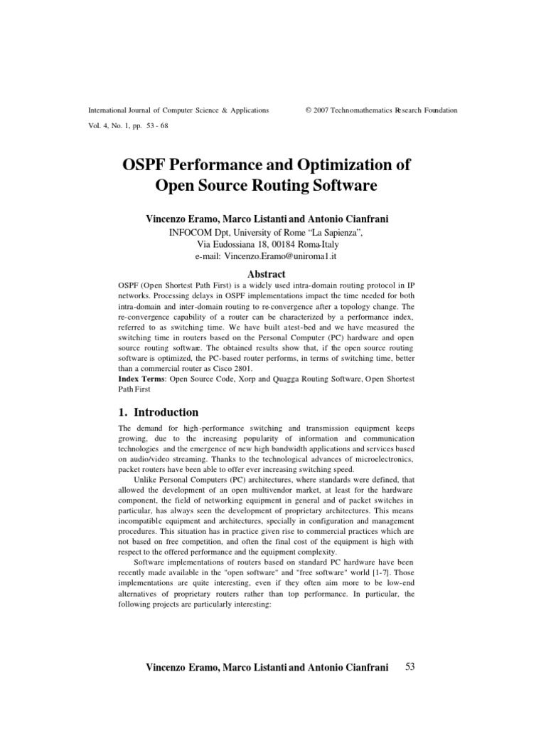 Optimization in The Shortest Path First Computation For The Routing ...