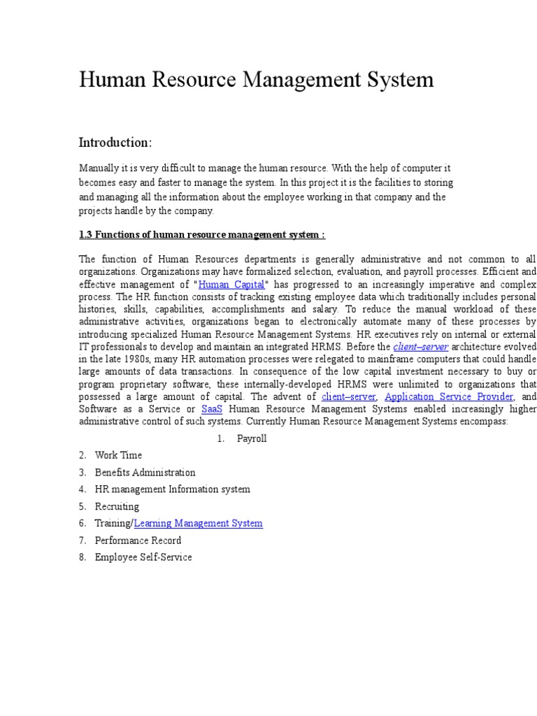 1.3 Functions of Human Resource Management System | PDF