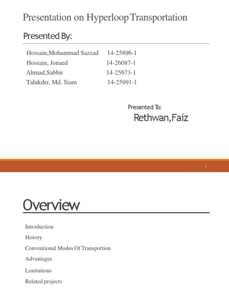 Hyperloop Transportation Overview | PDF | Hyperloop | Transport