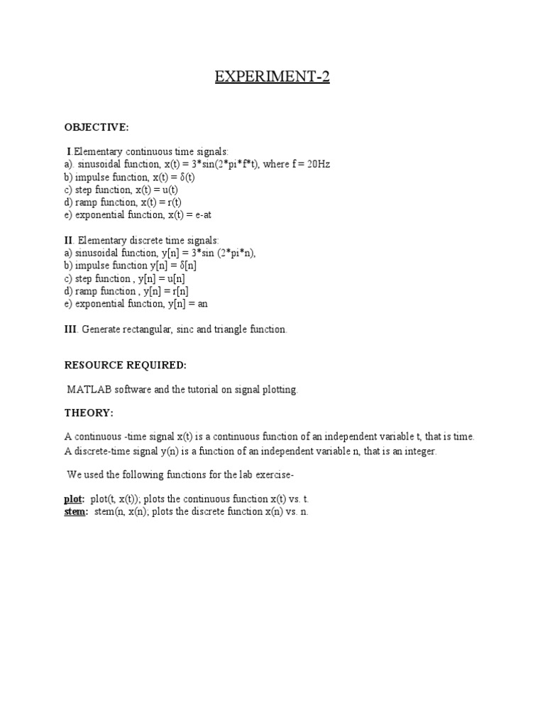 Exp 2 Discrete Time And Continuous Time Algorithms