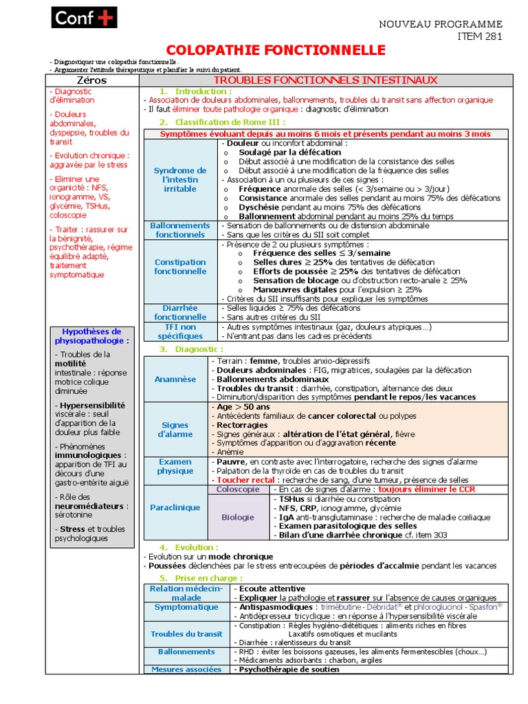 281 Colopathie Fonctionnelle - 0 | PDF | Syndrome de l'intestin ...