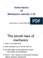 Some Basics of Mechanics (Mostly 1 D) : Andy Ruina, Cornell TAM (&MAE)