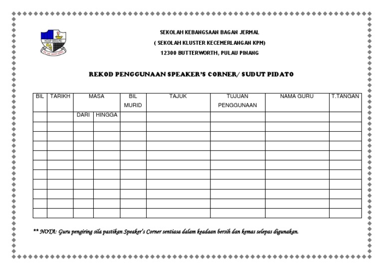 Rekod Penggunaan Speakers Corner PDF
