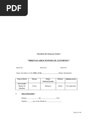 Power of Attorney Deed