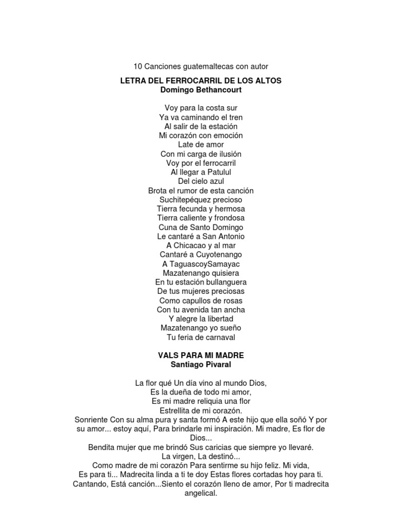 10 Canciones Guatemaltecas Con Autor Naturaleza 10 canciones guatemaltecas con autor