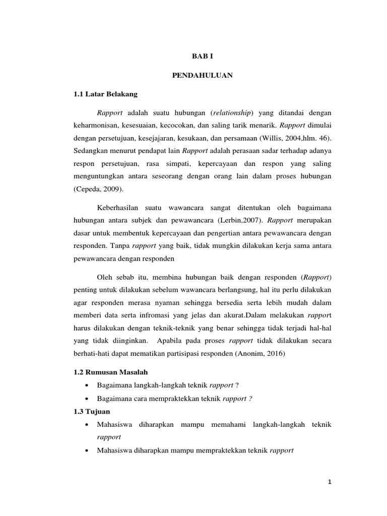 Teknik Membangun Rapport dalam Wawancara | PDF | Karier & Perkembangan ...