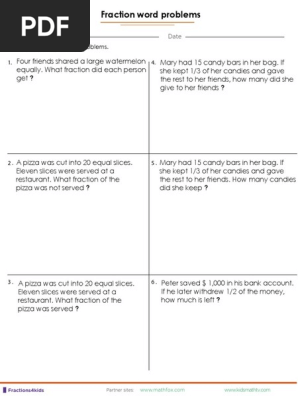 Fraction Word Problems