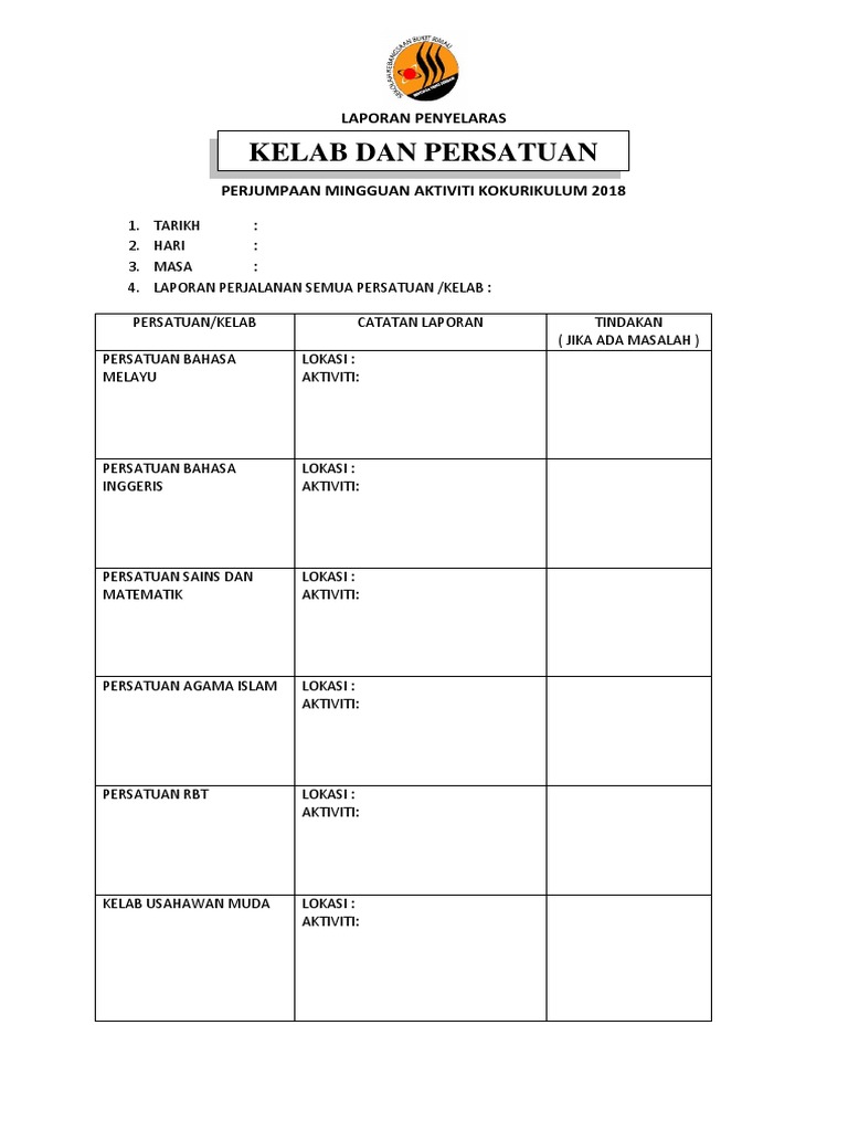 Laporan Aktiviti Kelab Dan Persatuan Pdf