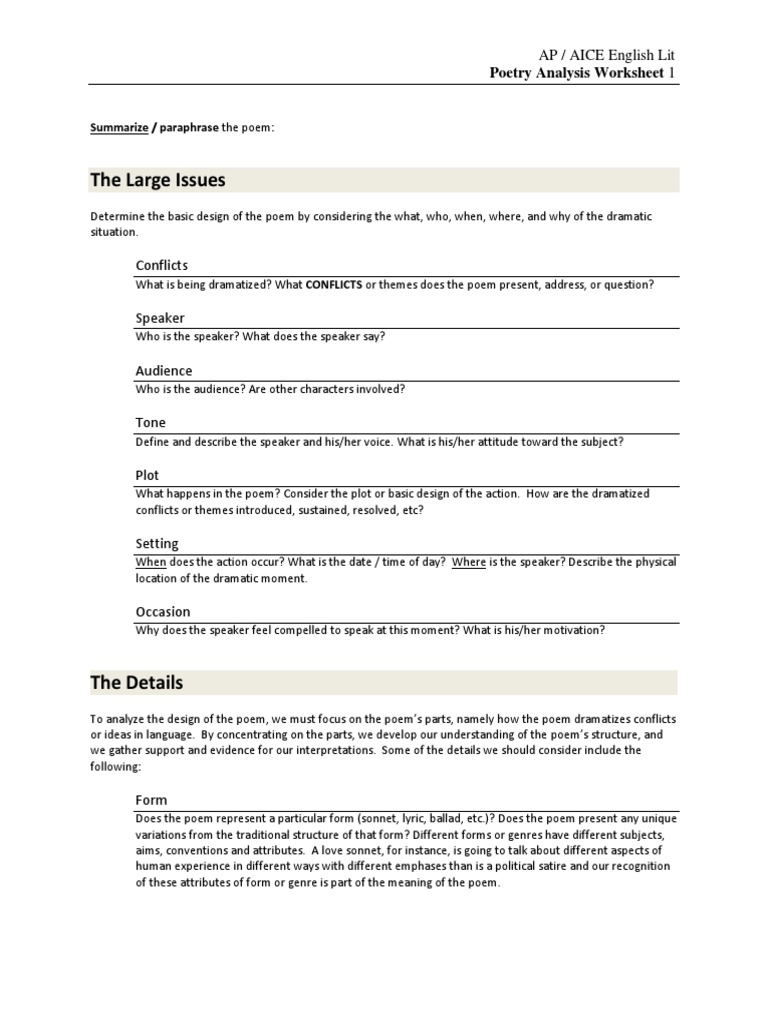 Poetry Analysis Download Free Pdf Poetry Metre Poetry