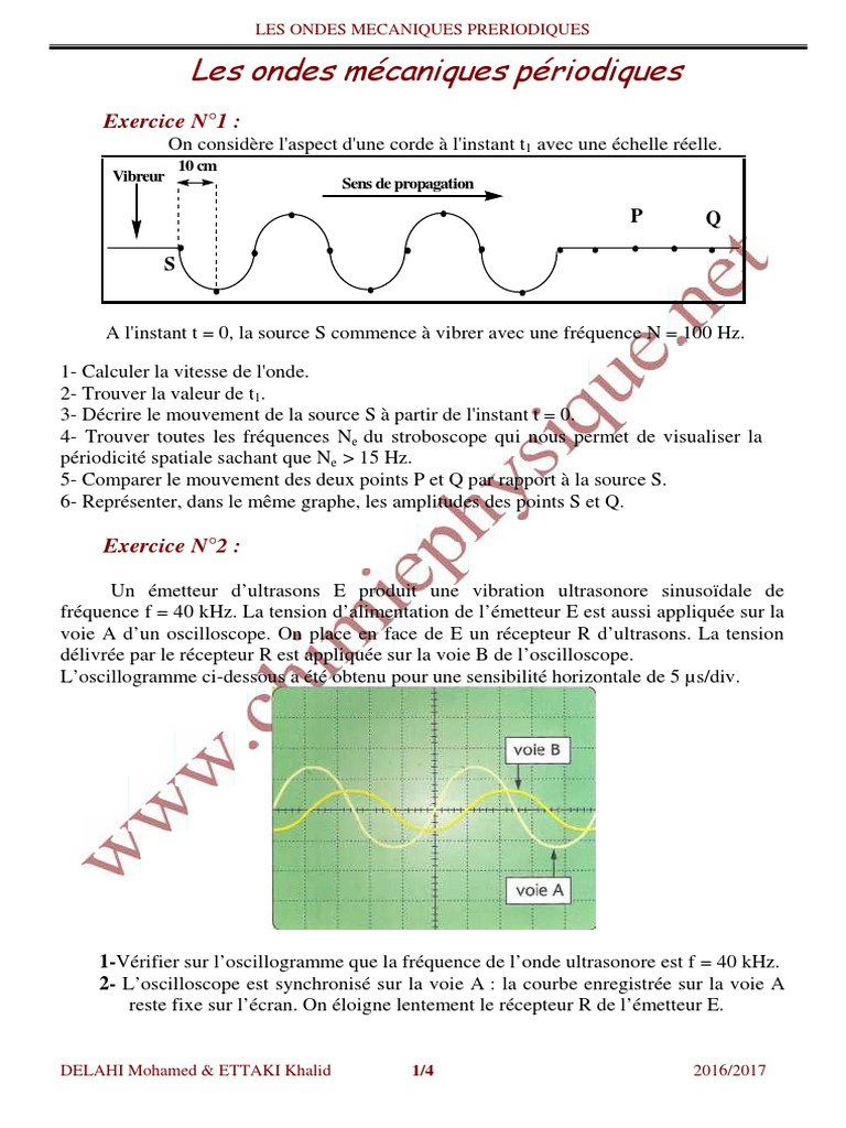 Le Son Phénomène Vibratoire Exercices Corrigés Pdf