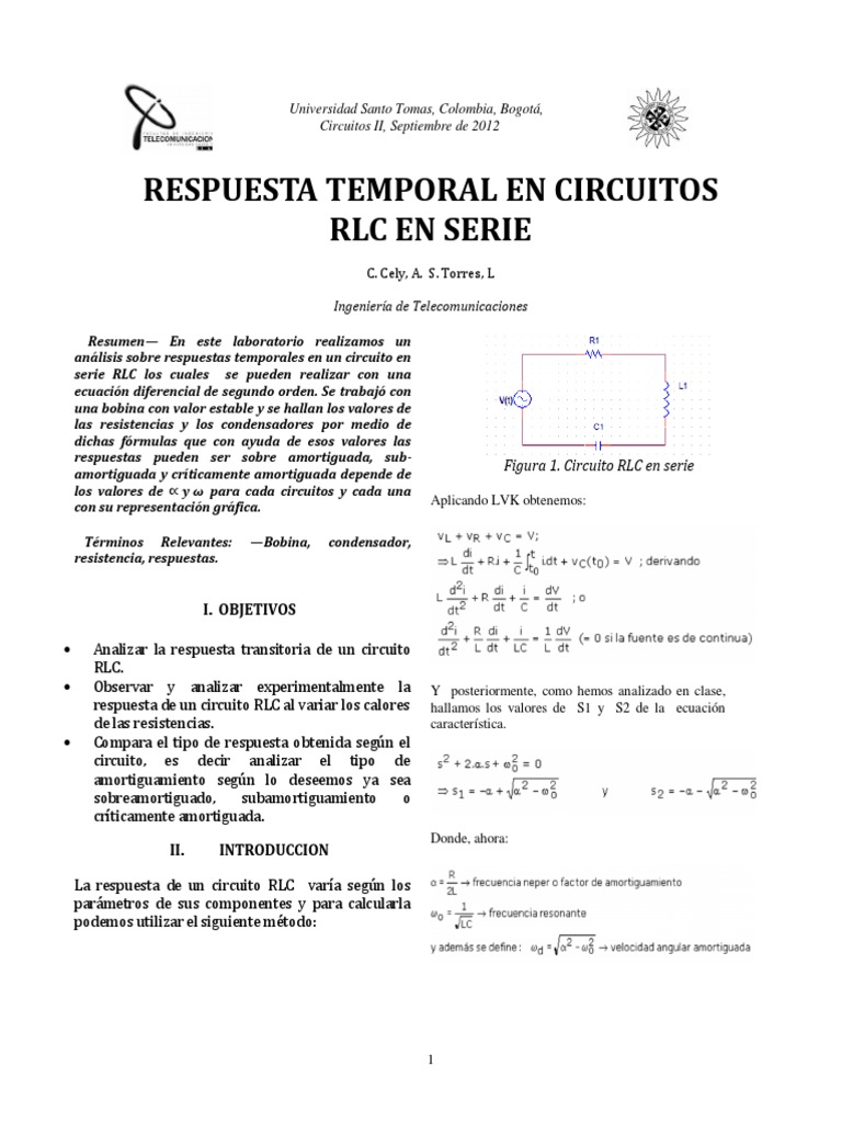 Respuesta en Circuitos RLC en Serie | PDF | Resistencia Eléctrica y ...
