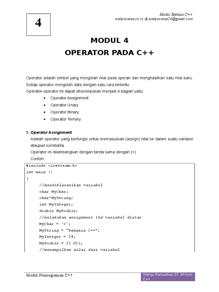 Panduan Lengkap Operator C++ | PDF