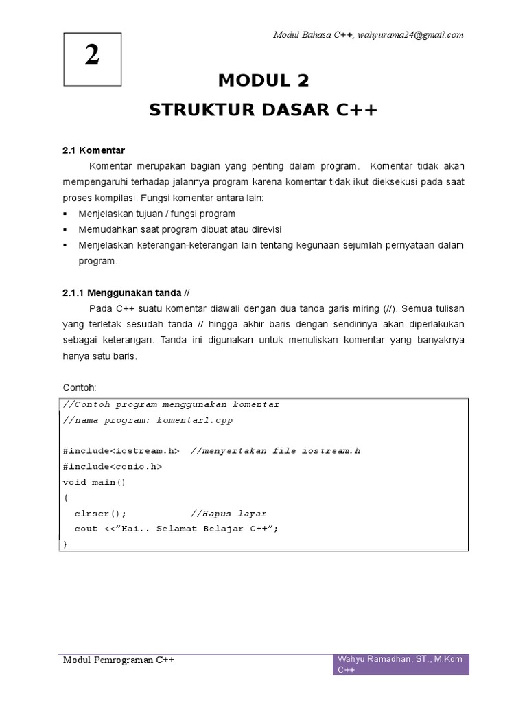 Struktur Dasar Pemrograman C++ | PDF