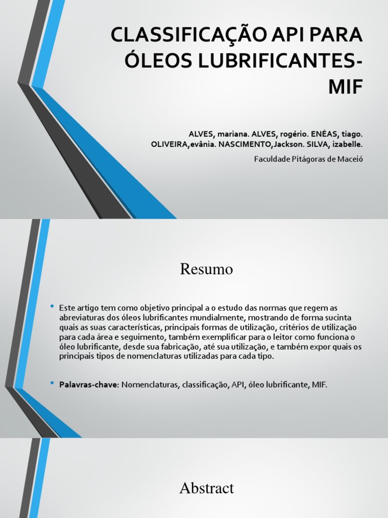 Classificação API para Óleos Lubrificantes-Mif | PDF | Óleo de motor ...