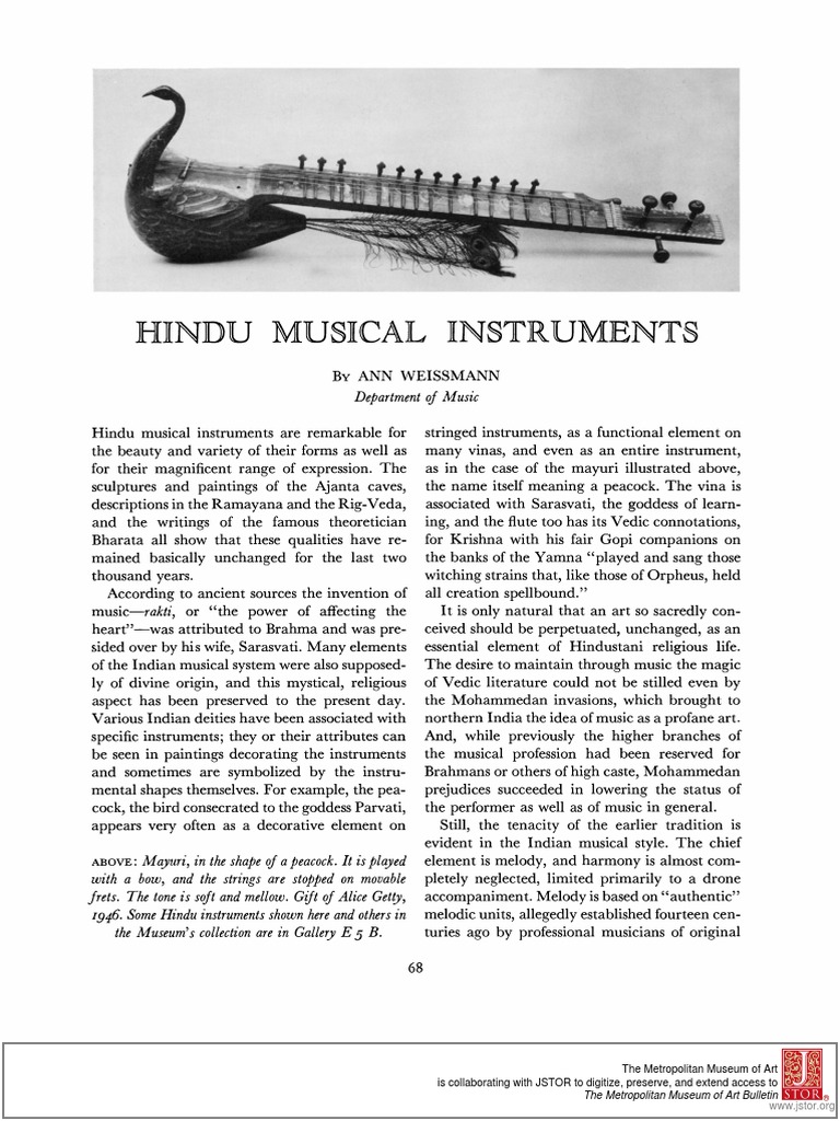 Ann Weissmann Hindu Musical Instruments (1955) PDF String