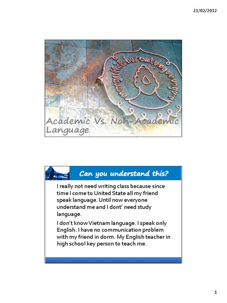 Academic Vs Non Academic 1 | PDF | English Language | Qualitative Research