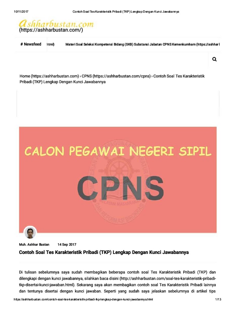 Contoh Soal Tes Cpns Dan Kunci Jawaban Guru Galeri