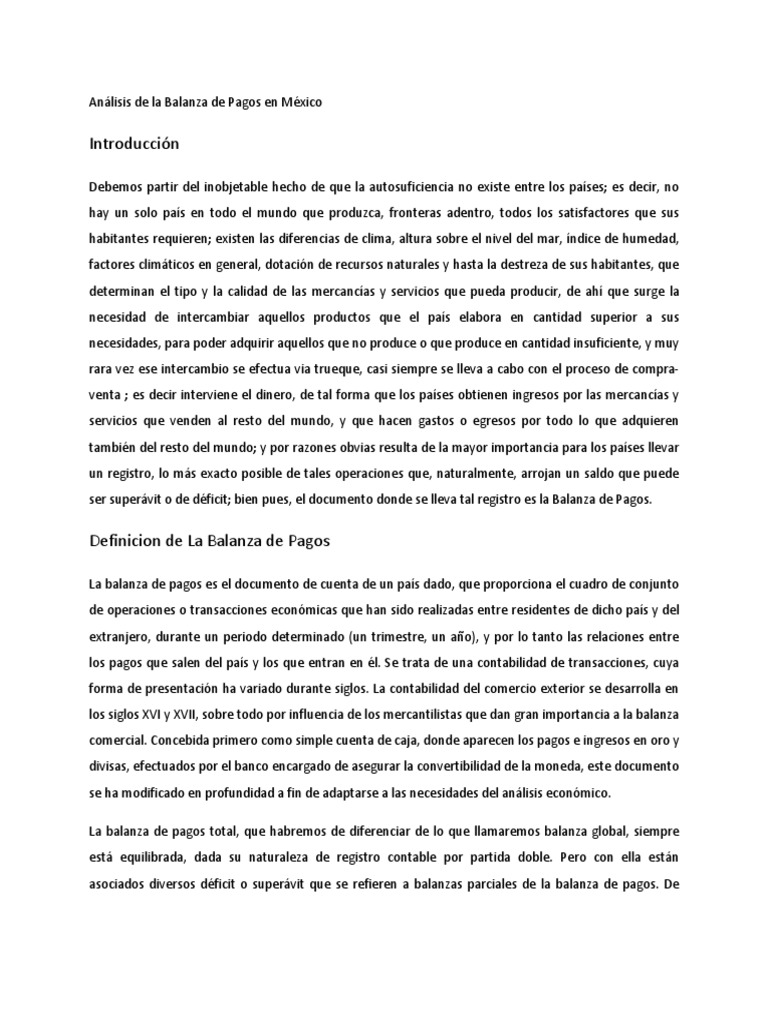 Análisis de la Balanza de Pagos en México | PDF | Balance de pagos ...