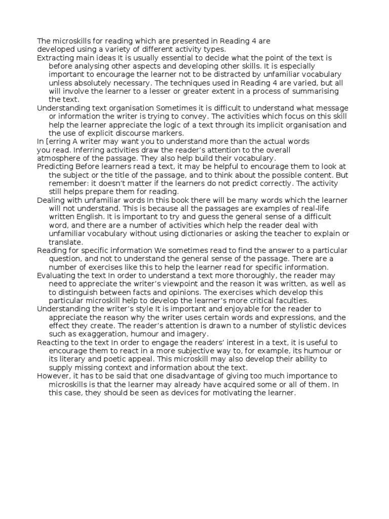 Reading Text | PDF | Discourse | Sentence (Linguistics)