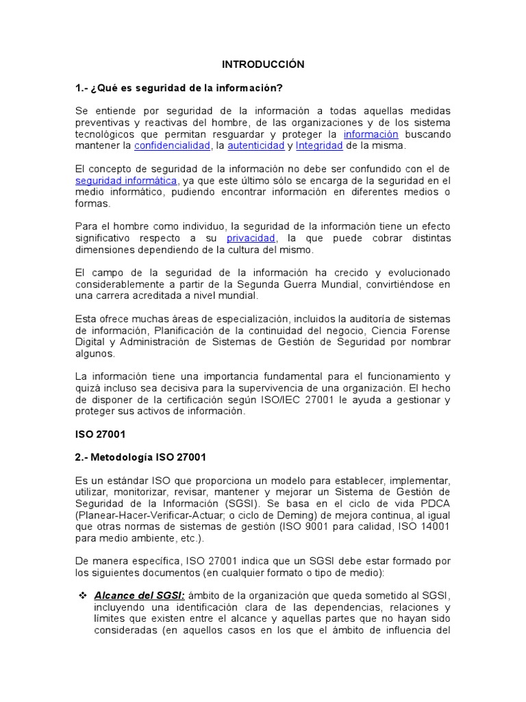 Ejemplo de ISO 27001 en Seguridad Informática | PDF | La seguridad ...