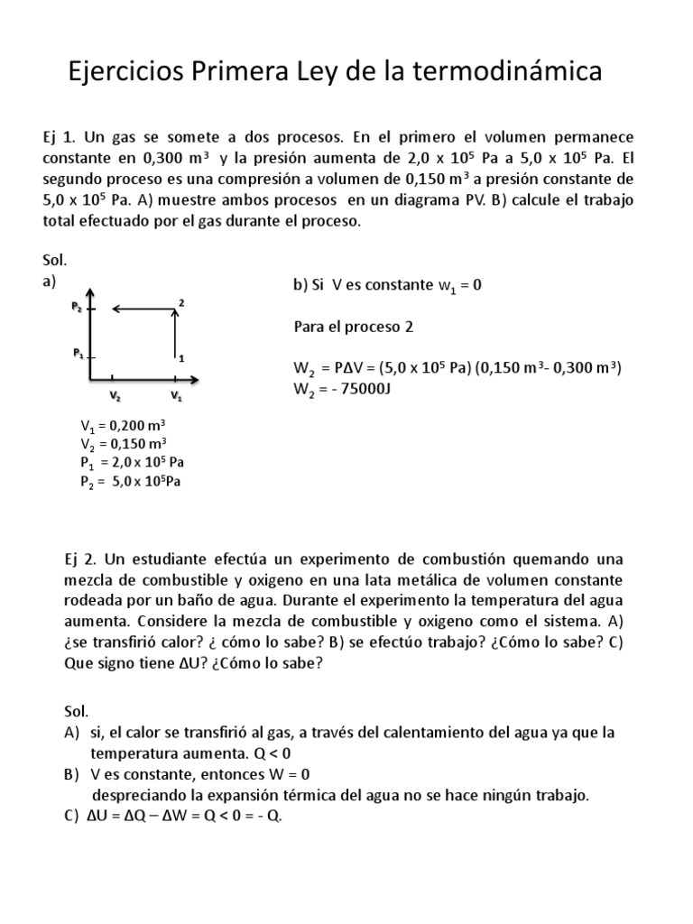 Ejercicios de Termodinámica de Gases | PDF | Gases | Temperatura