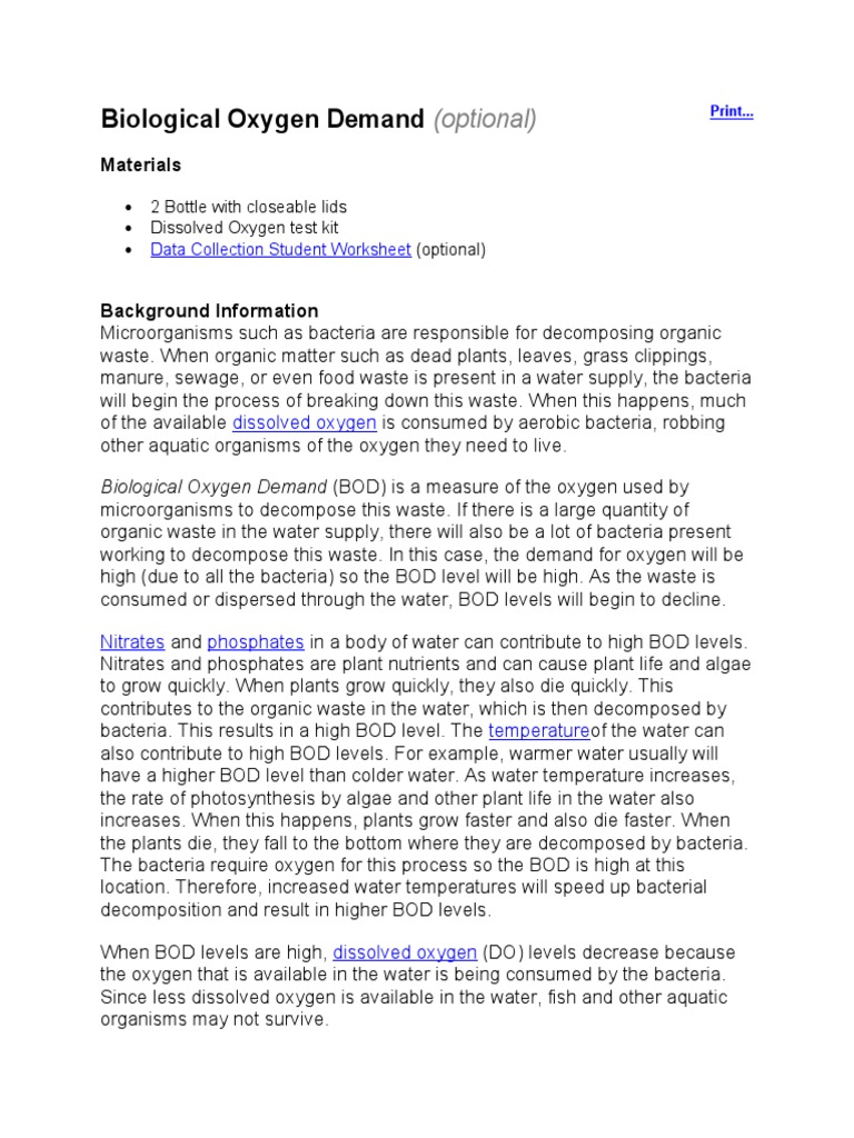 Understanding Biological Oxygen Demand | PDF | Sewage Treatment | Chemistry
