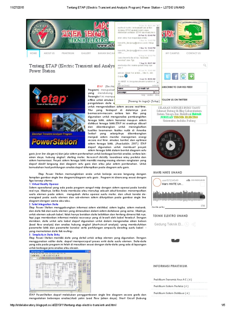 Tentang ETAP (Electric Transient and Analysis Program) Power Station ...