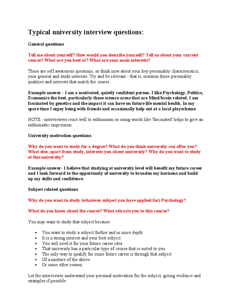 Preparing for Psychology University Interviews Common Questions