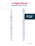 Dolch Kindergarten PDF