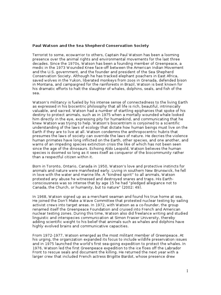 Paul Watson Steven Best PDF Environmentalism Nature