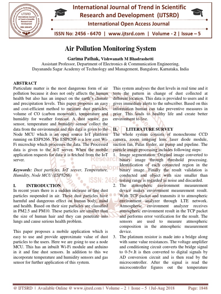Air Pollution Monitoring System | PDF | Sensor | Internet Of Things