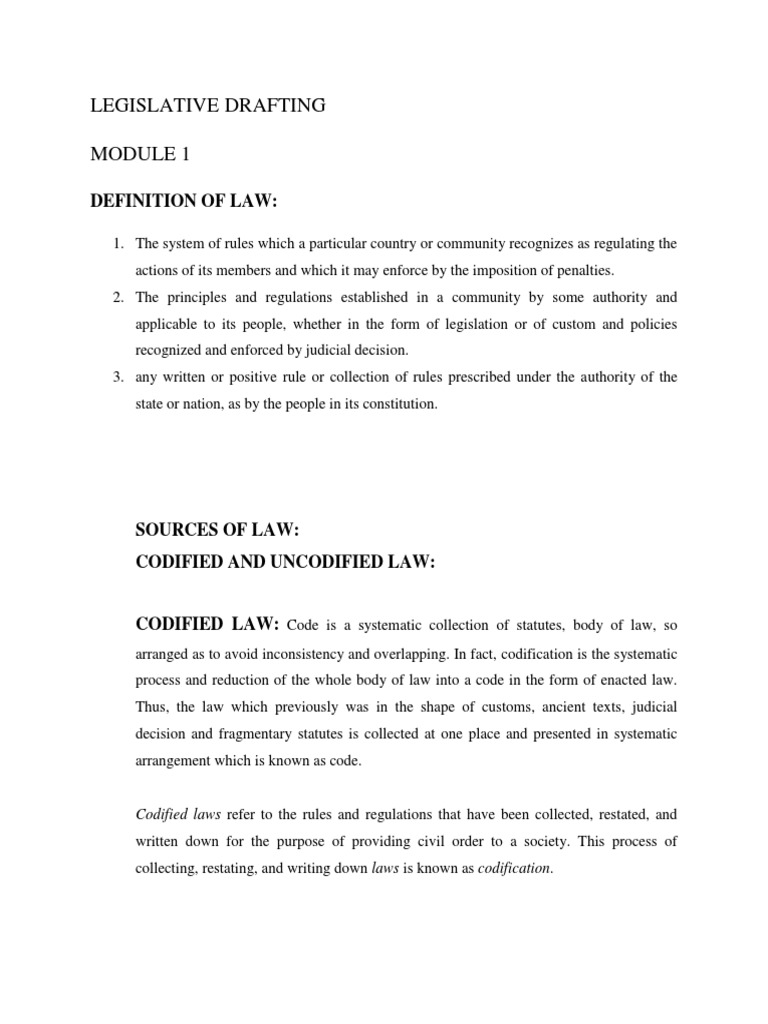 what does codified mean in law